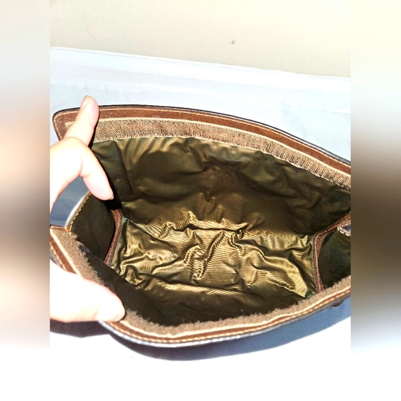 Vintage Gucci Parfum Pouch Bag Sherry Line Monogram Leather Trim Size 11"x7"x3" - Picture 7 of 10